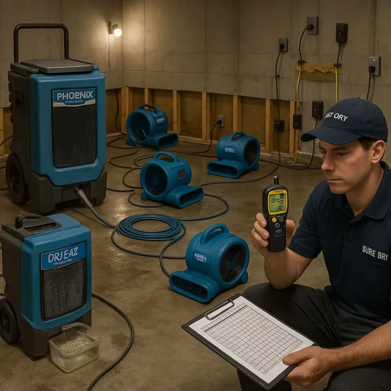 Structural Drying and Dehumidification process in McLennan County, TX